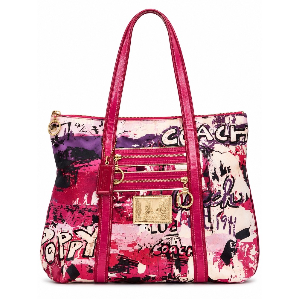 Coach Poppy Graffiti Glam Tote Satin Handbag
